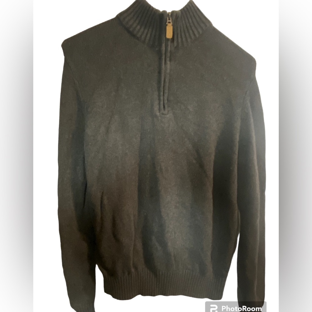 St. John’s bay zip up mock turtleneck grey cotton  sweater mens medium